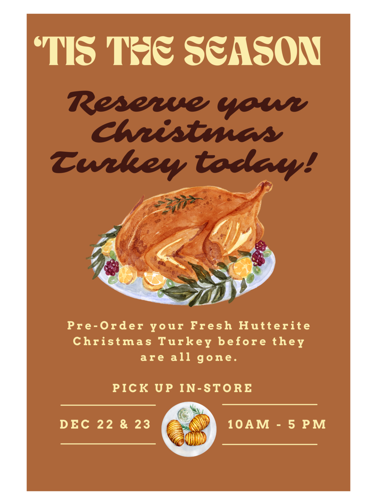 Fresh Hutterite Turkey: Order Now for the Holidays